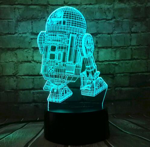 3D Lamp Star War R2D2 BB-8 Darth Vader  Knight LED Baby Lava Table NIGHT LIGHT Cartoon Toy Luminaria
