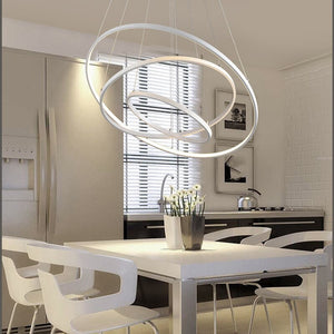 Gold Black White Lustre Modern Chandelier Hanging Lamp Circular luminaria double staircase Chandelier