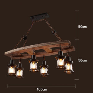 Solid Wood lustre Vintage Chandelier Lighting lustre suspension	Coffee Bedroom Lighting Iron+Wooden Lamp for loft decor
