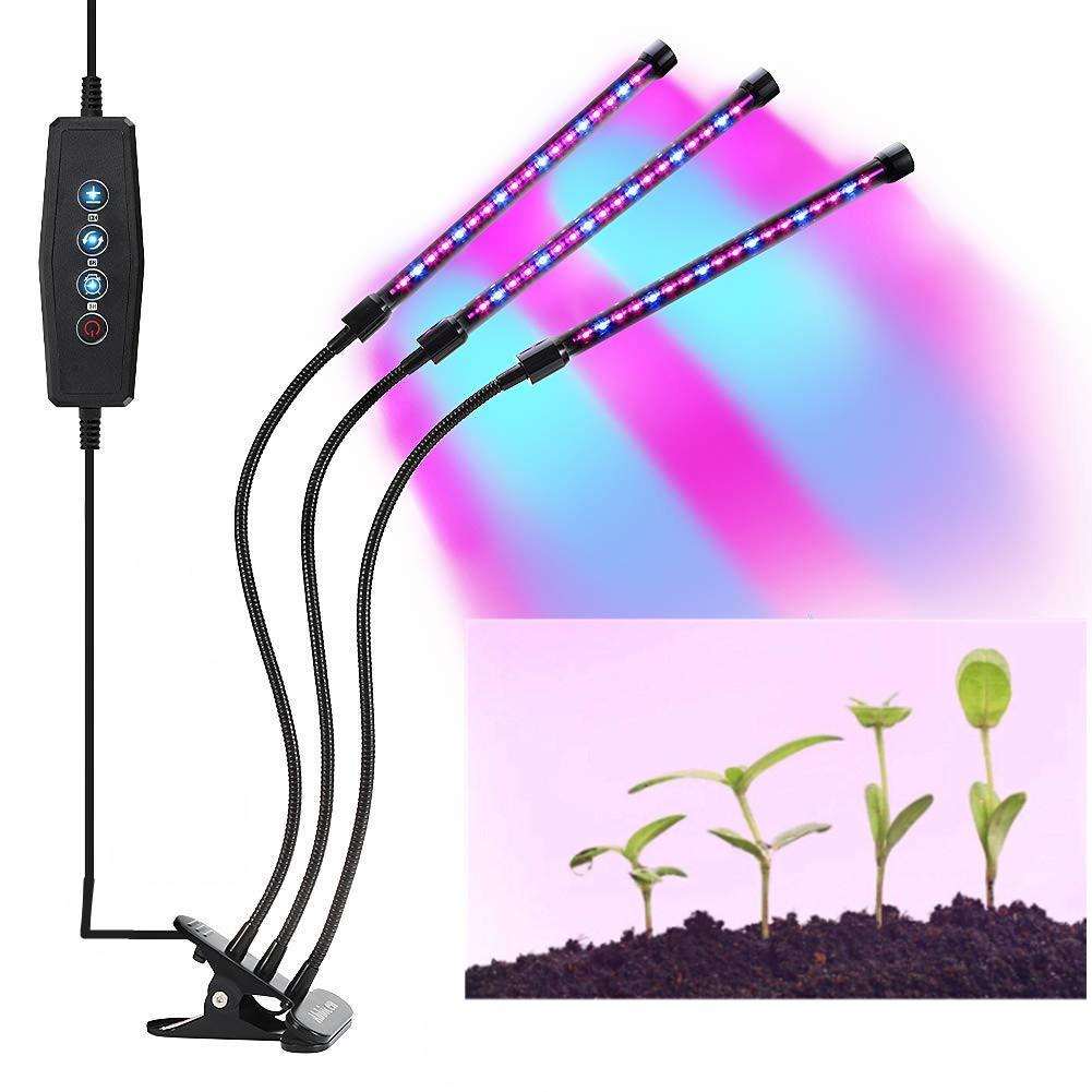 LED 5V 27W USB Grow Light Bulb with Red Blue Spectrum Adjustable 3-Head Timer Plant Grow Lamp for Indoor Plants