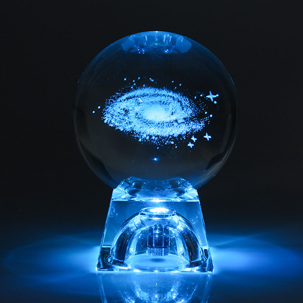 6cm 3D Engraved Galaxy solar system Crystal lamp night light luminous Craft Glass round Sphere